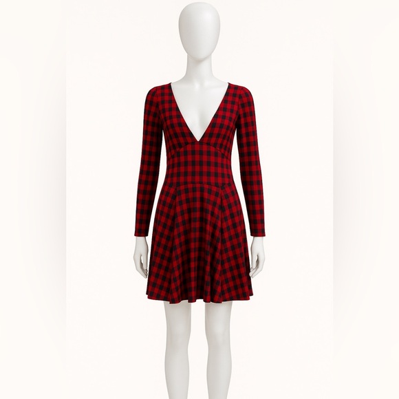 Reformation Mini Red Buffalo Black Plaid Dress Women’s Size S Holidays Christmas